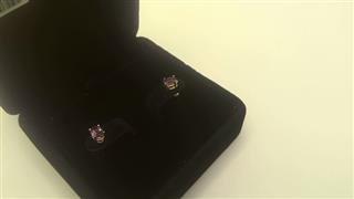Amethyst Gold-Stone Earrings 14K Yellow Gold 0.82g